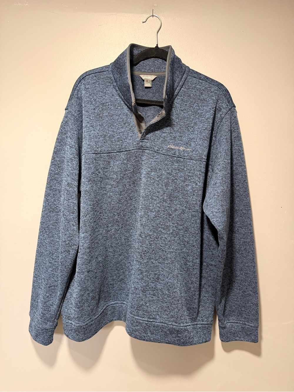 Eddie Bauer Men's Heathered Blue Quarter-Zip Pullover